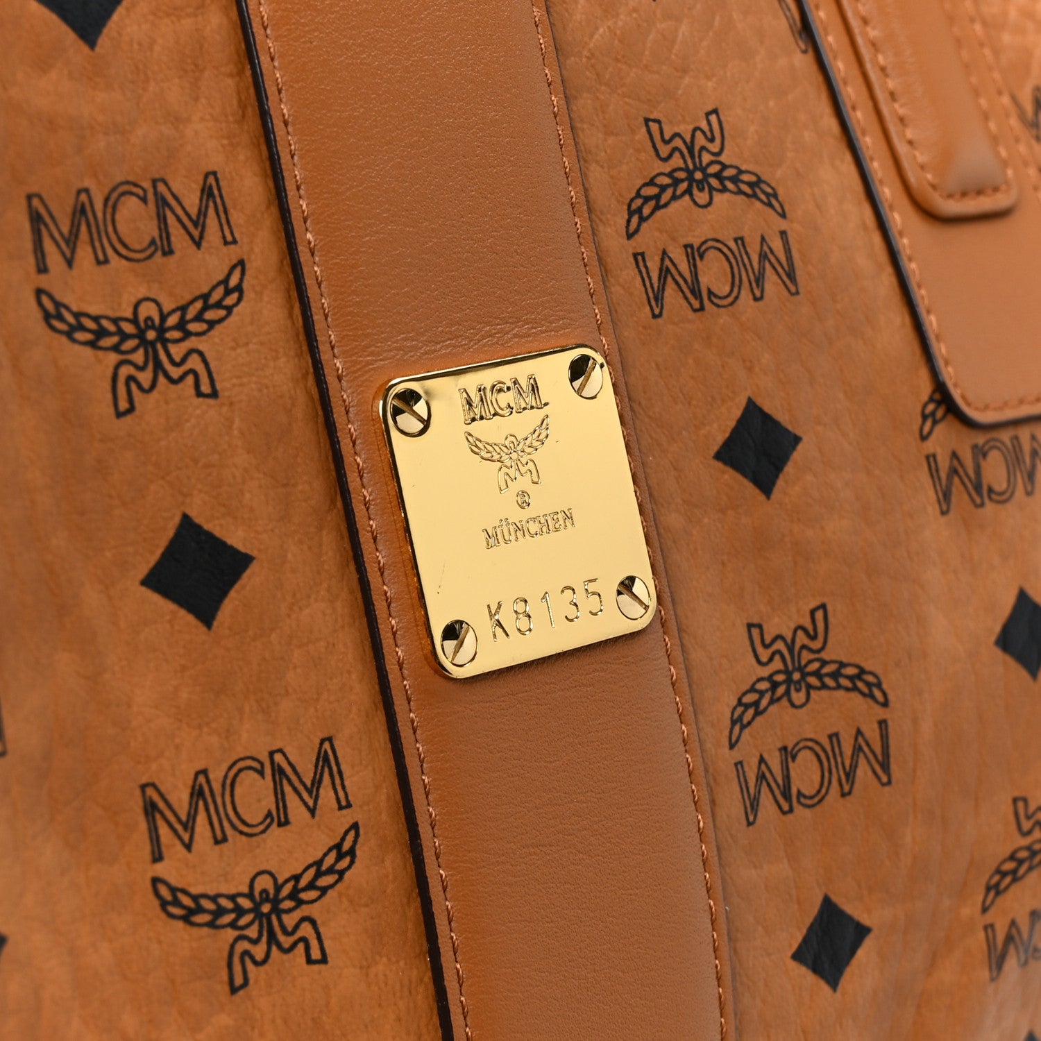 MCM Visetos Large Liz Reversible Shopper Tote Cognac 10 of 17
