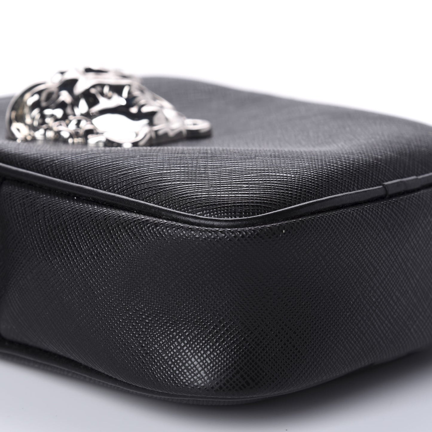 Saffiano Small Medusa Messenger Bag Black