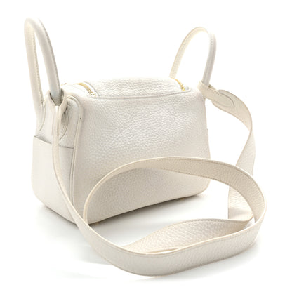 Hermes Taurillon Clemence Mini Lindy 20 New White 3 of 10