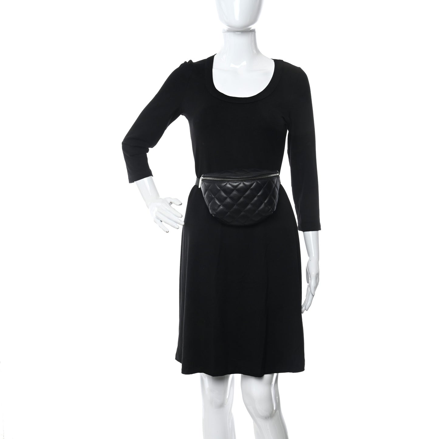 Lambskin Quilted Waist Belt Bag Black