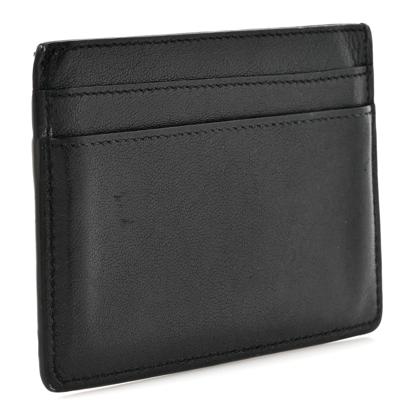 Calfskin Paisley Studded Monogram Credit Card Case Black