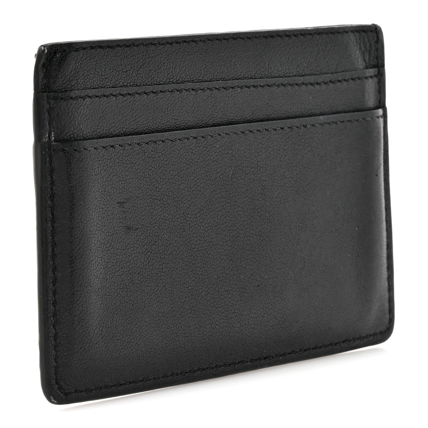 Saint Laurent Calfskin Paisley Studded Monogram Credit Card Case Black 3 of 7