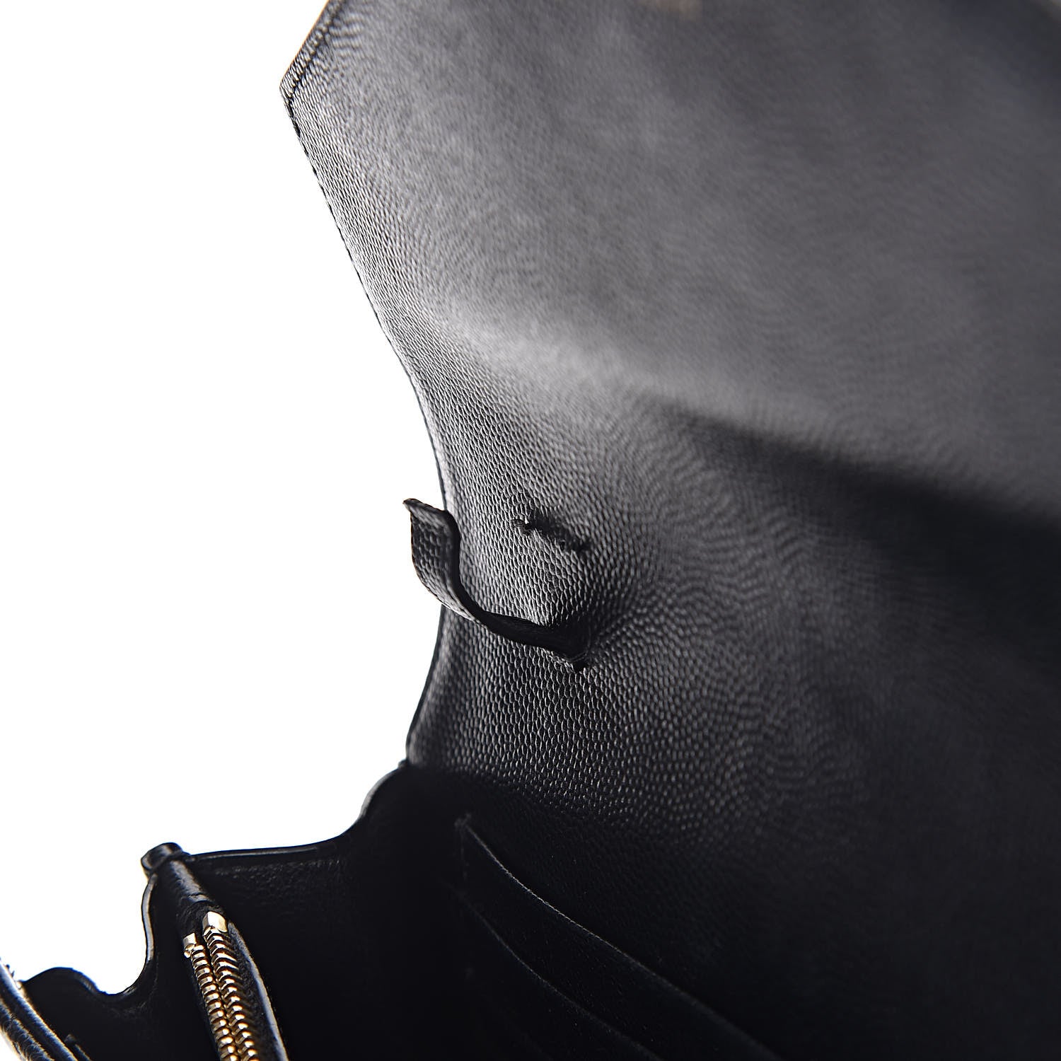 Saint Laurent Grain De Poudre Matelasse Chevron Monogram Chain Wallet Black 8 of 14