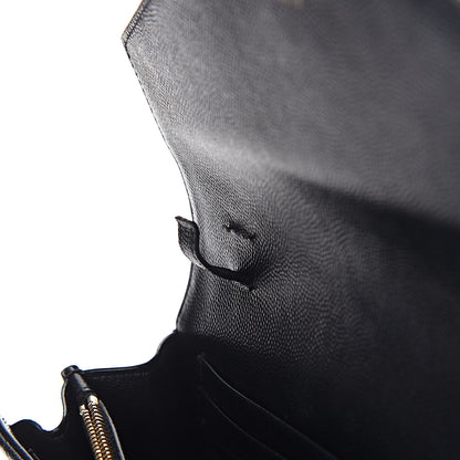 Saint Laurent Grain De Poudre Matelasse Chevron Monogram Chain Wallet Black 8 of 14
