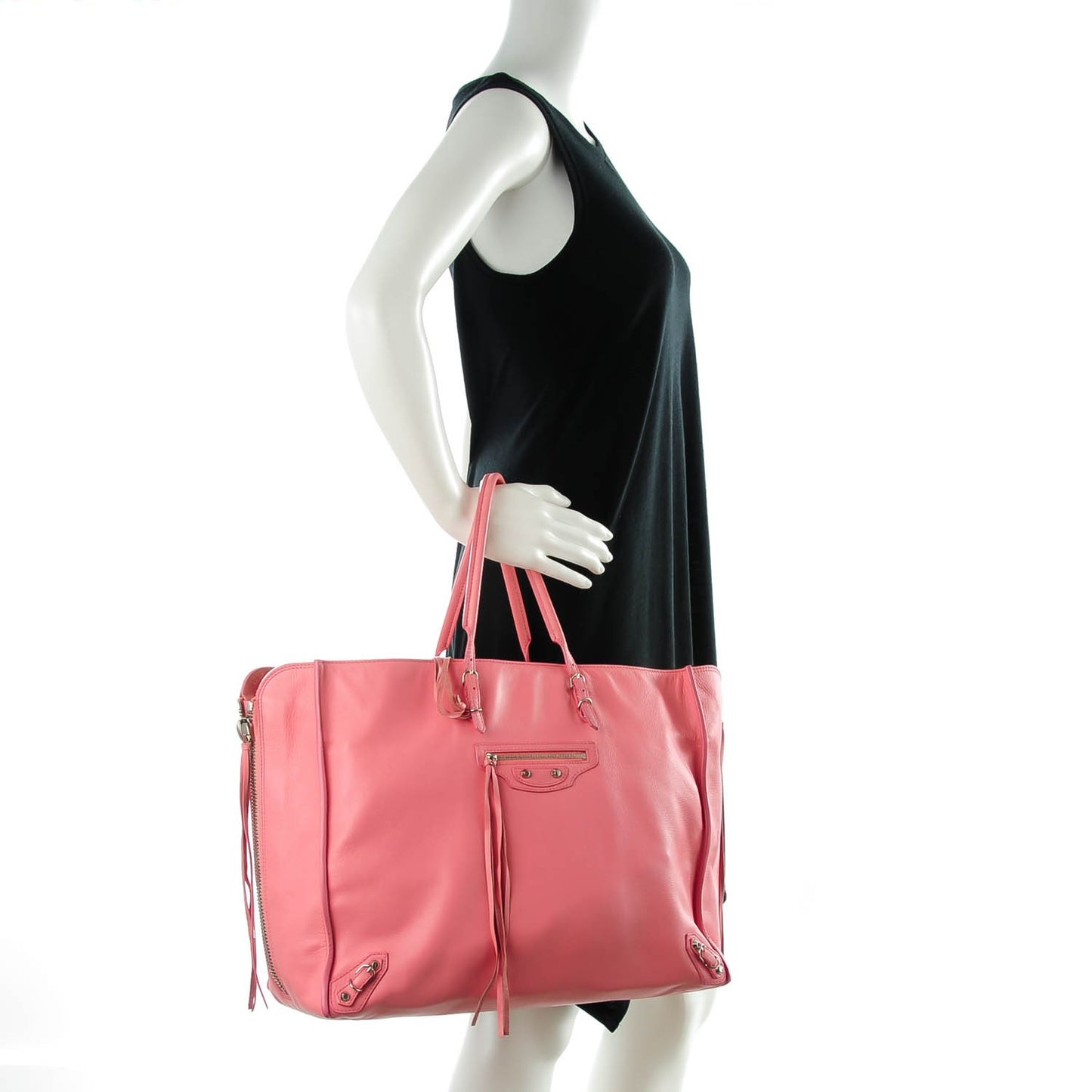 Veau Papier A4 Zip Around Tote Rose Flamingo