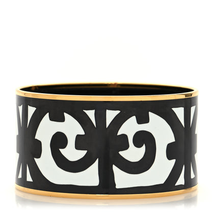 Hermes Enamel Printed Extra Wide Balcons du Guadalquivir Bracelet 65 Black 1 of 5