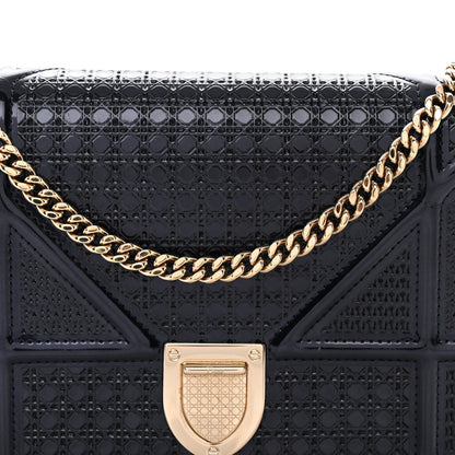 Christian Dior Metallic Patent Micro-Cannage Baby Diorama Flap Bag Navy Blue 8 of 12