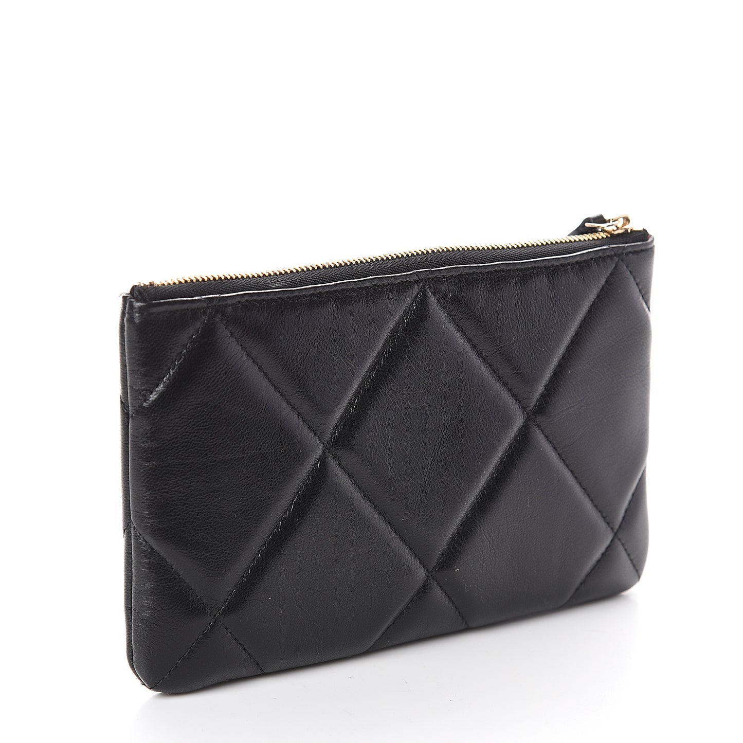 Goatskin Quilted 19 Cosmetic Case Black