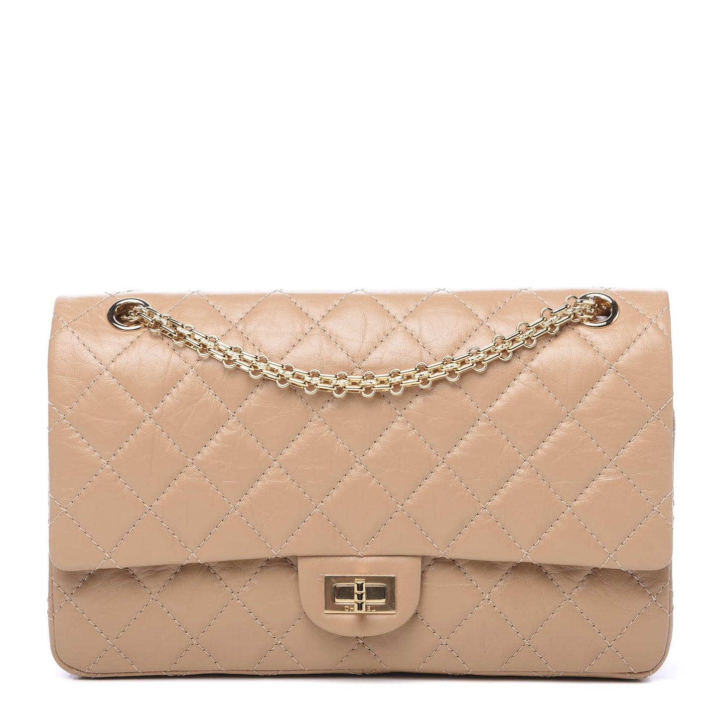 Aged Calfskin Quilted 2.55 Reissue 226 Flap Beige