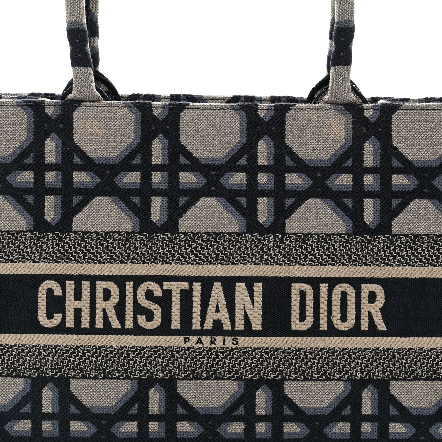 Christian Dior Canvas Macrocannage Embroidered Medium Book Tote Beige Blue 8 of 11