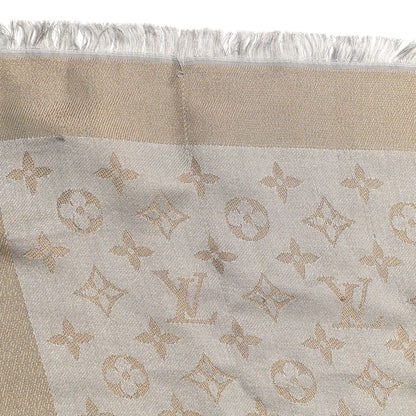 Louis Vuitton Silk Lurex Wool Monogram Shine Shawl Greige 4 of 5