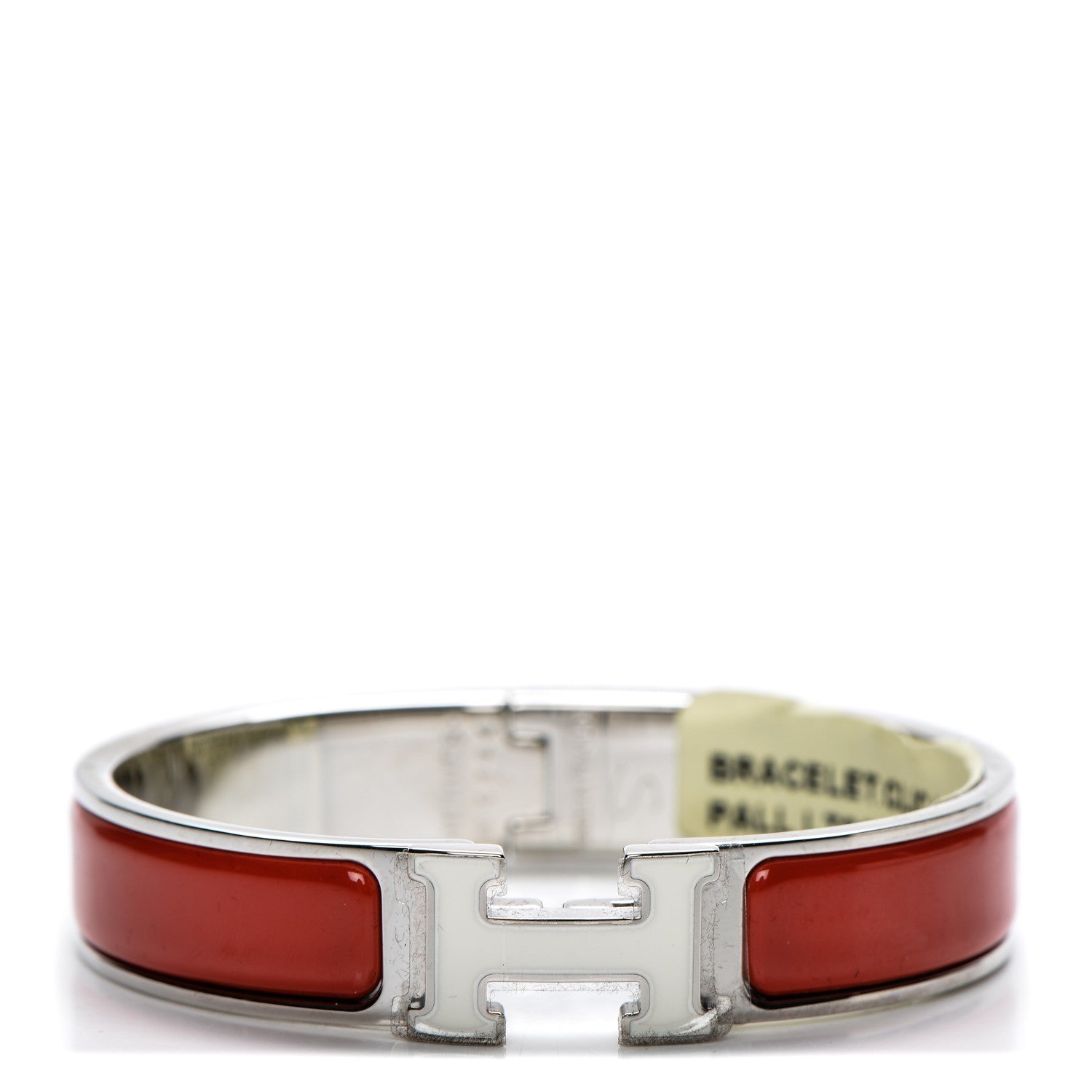 Hermes Enamel Narrow Clic Clac H Bracelet PM Rouge Vif White 1 of 6