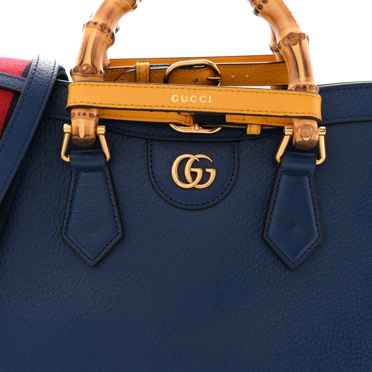 Textured Dollar Calfskin Web Small Diana Tote Bag Royal Crop