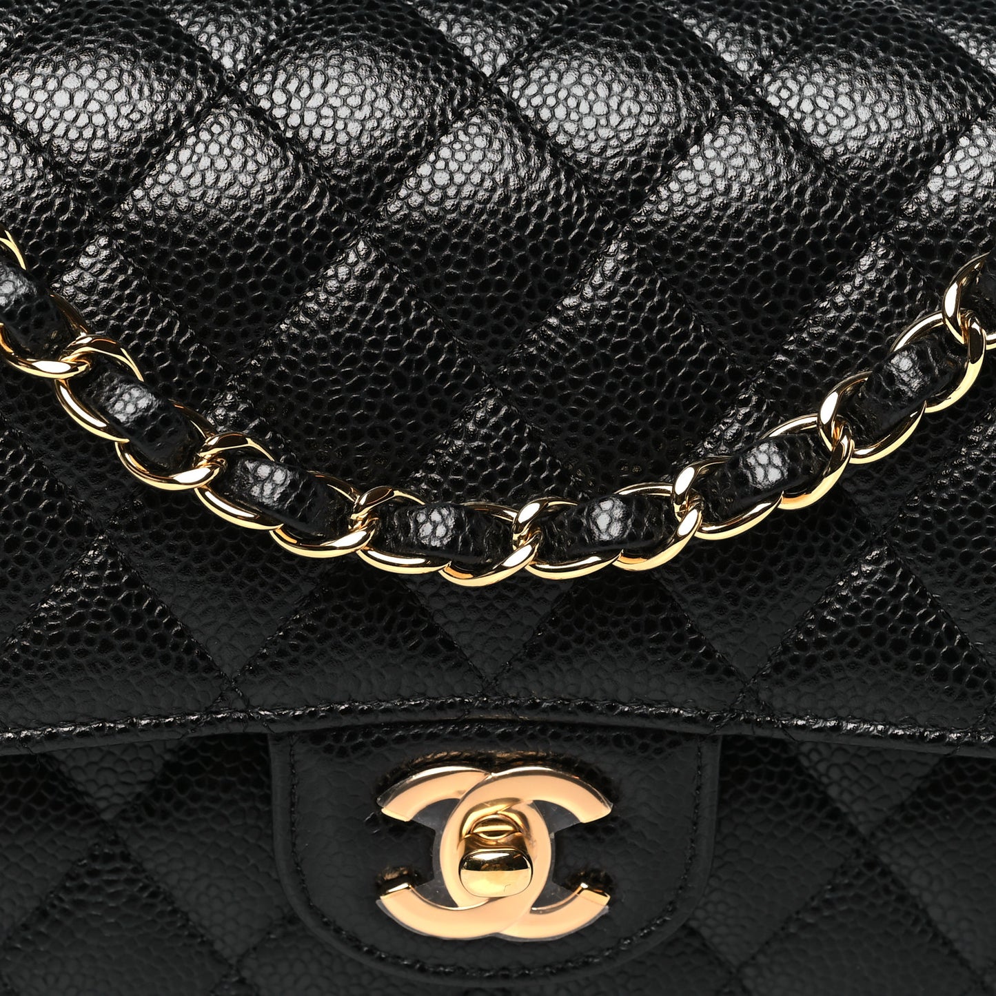 Caviar Quilted Medium Double Flap Black