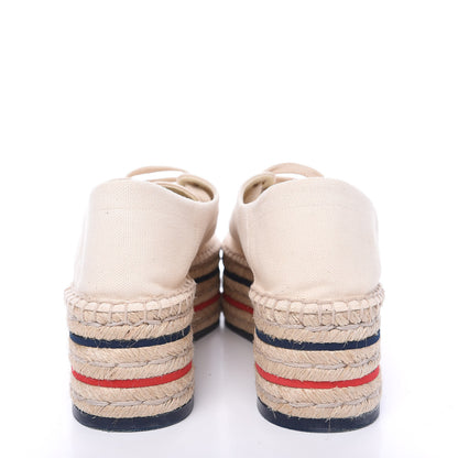 Gucci Canvas Logo Lace-Up Platform Espadrilles 39.5 Greggio Grege 7 of 11