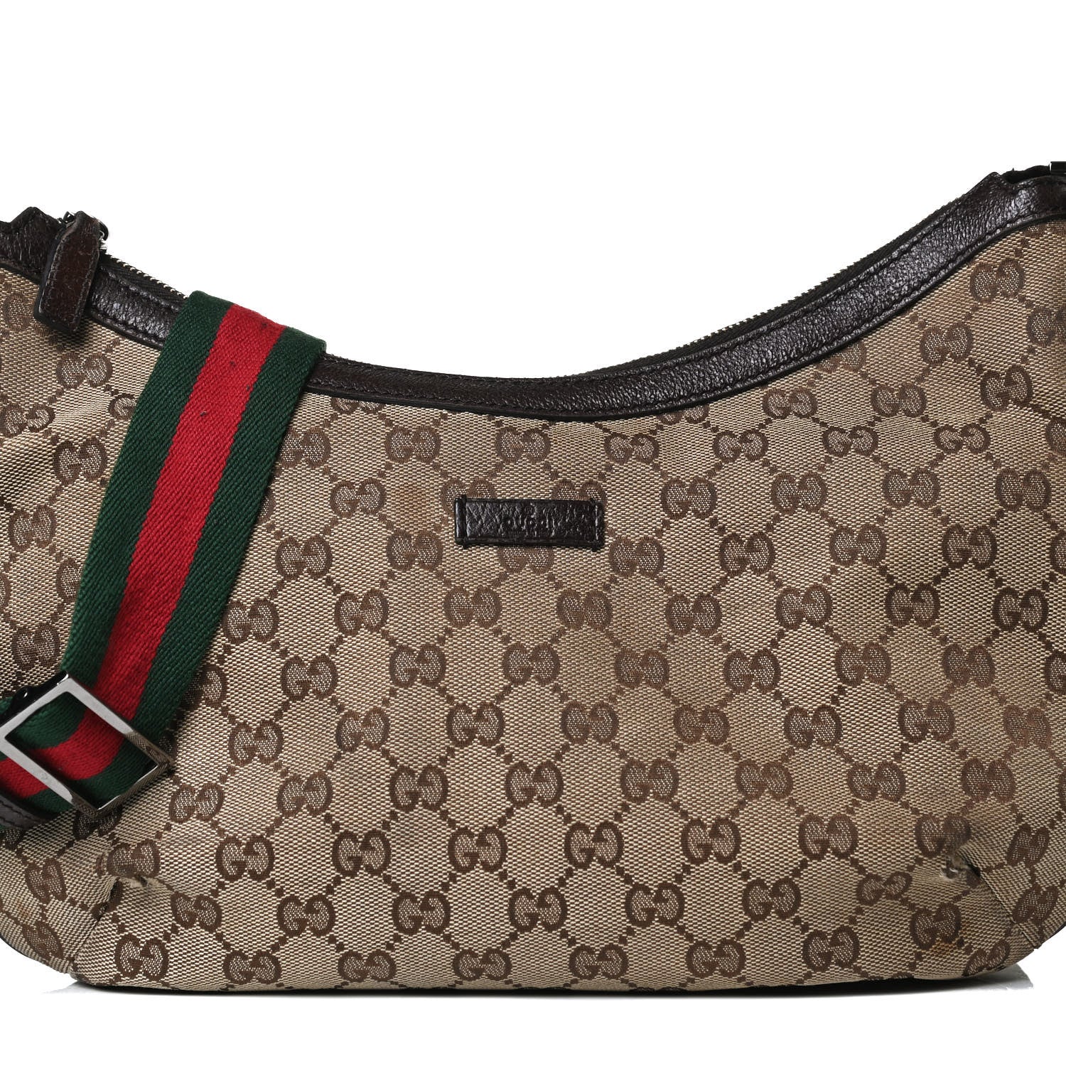 Gucci Monogram Web Medium Half Moon Hobo Dark Brown 8 of 20