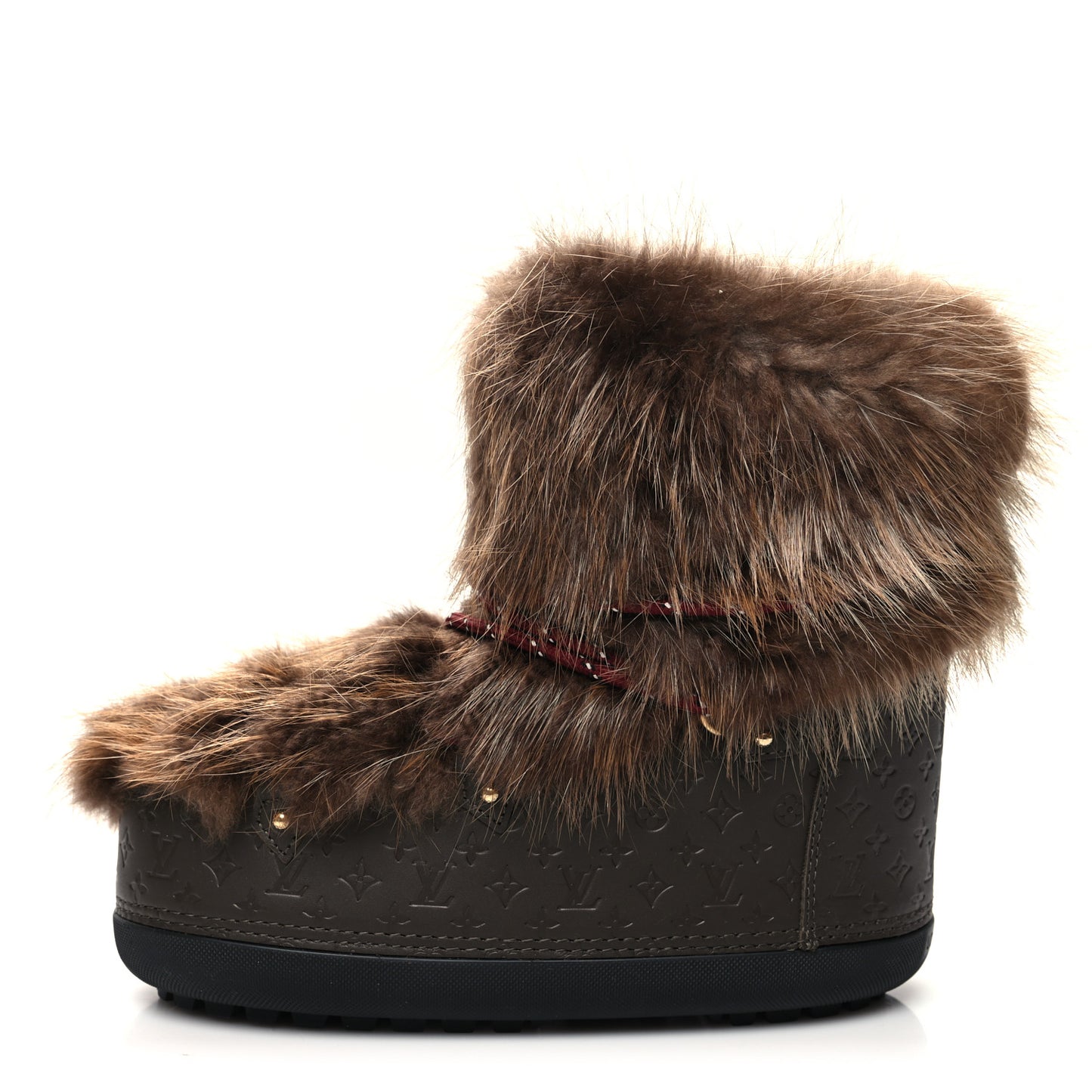 Beaver Calfskin Monogram Off Piste Flat Half Boots 37 Brown