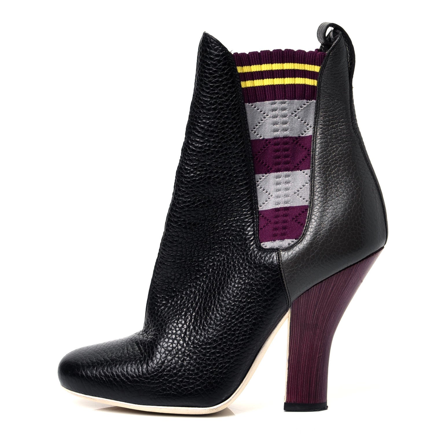 Fendi Calfskin Stretch Fabric Marie Antoinette Sock Booties 38.5 Black 1 of 9