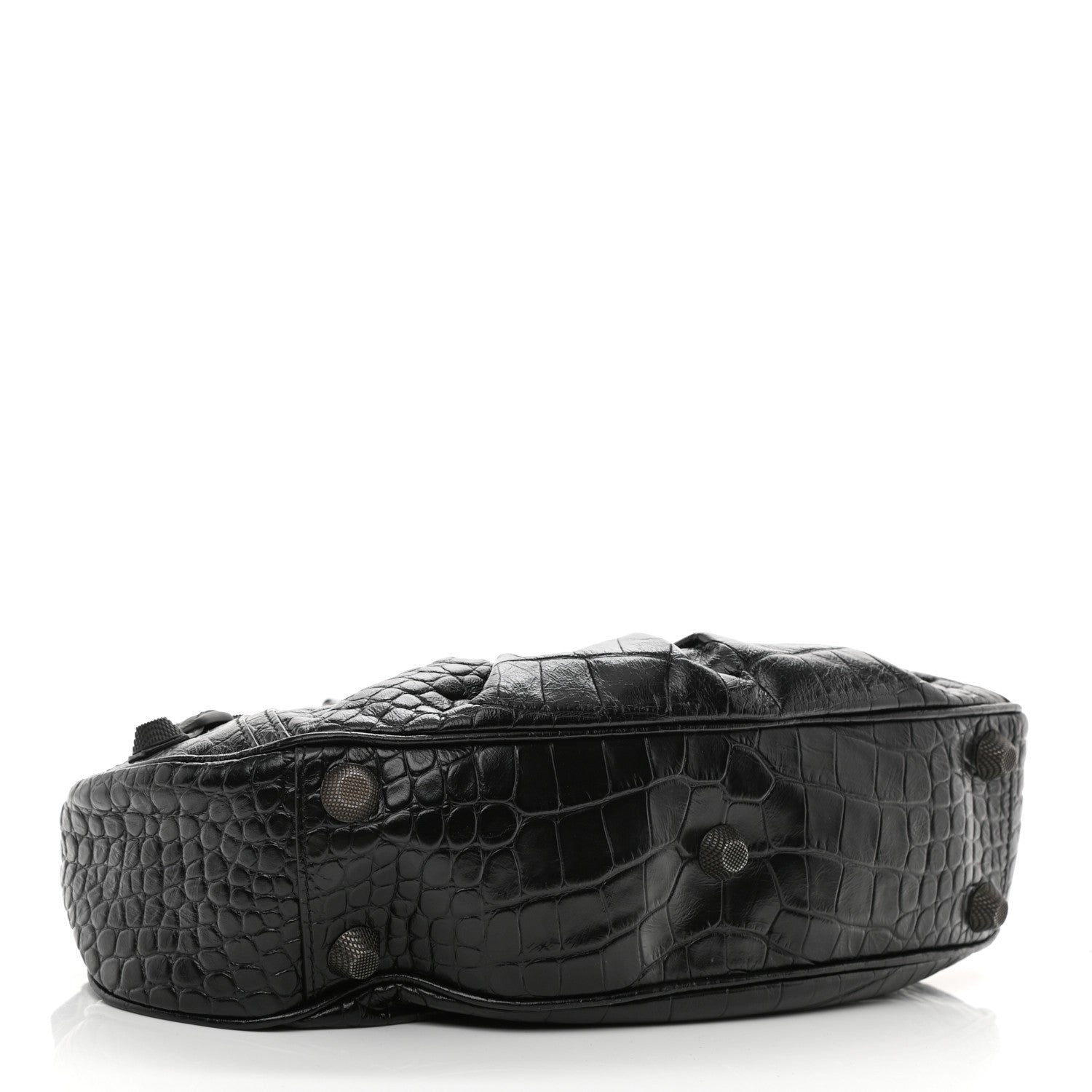 Balenciaga Extra Supple Calfskin Crocodile Embossed Monochrome Small Le Cagole Shoulder Bag Black 5 of 9