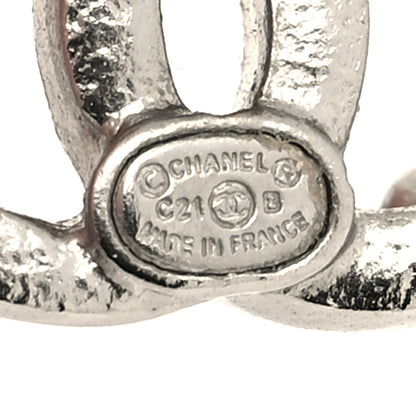 Chanel Crystal Pearl Camellia CC Earrings Silver 4 of 4