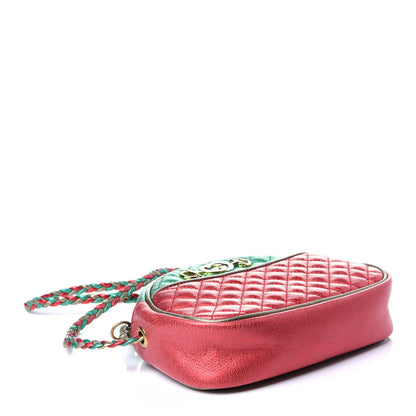 Gucci Laminated Nappa Trapuntata Mini Zumi Dome Shoulder Bag Rosso Jasmine Green Rame 4 of 13