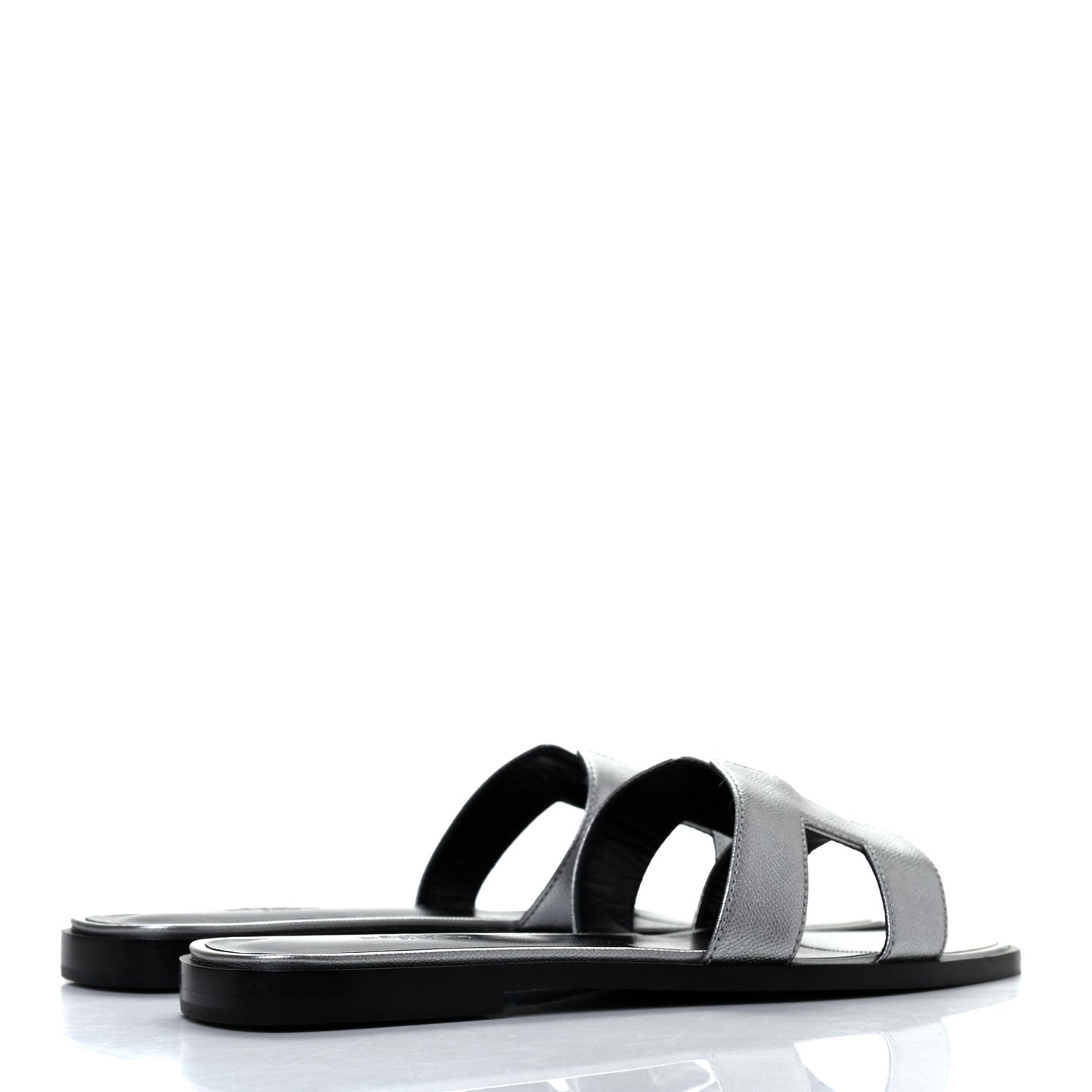 Metallic Epsom Oran Sandals 38 Gris Argente