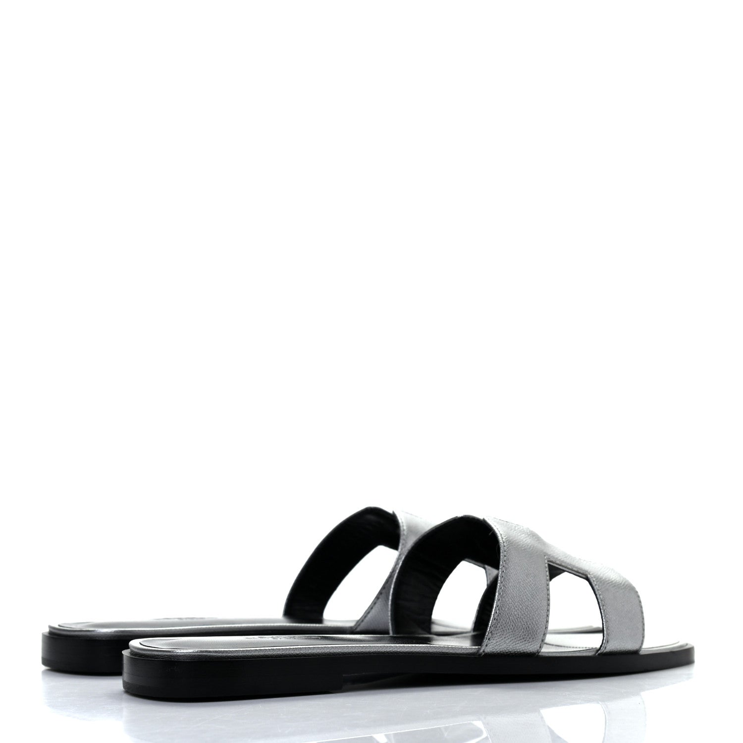 Hermes Metallic Epsom Oran Sandals 38 Gris Argente 4 of 8