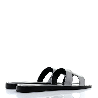 Hermes Metallic Epsom Oran Sandals 38 Gris Argente 4 of 8