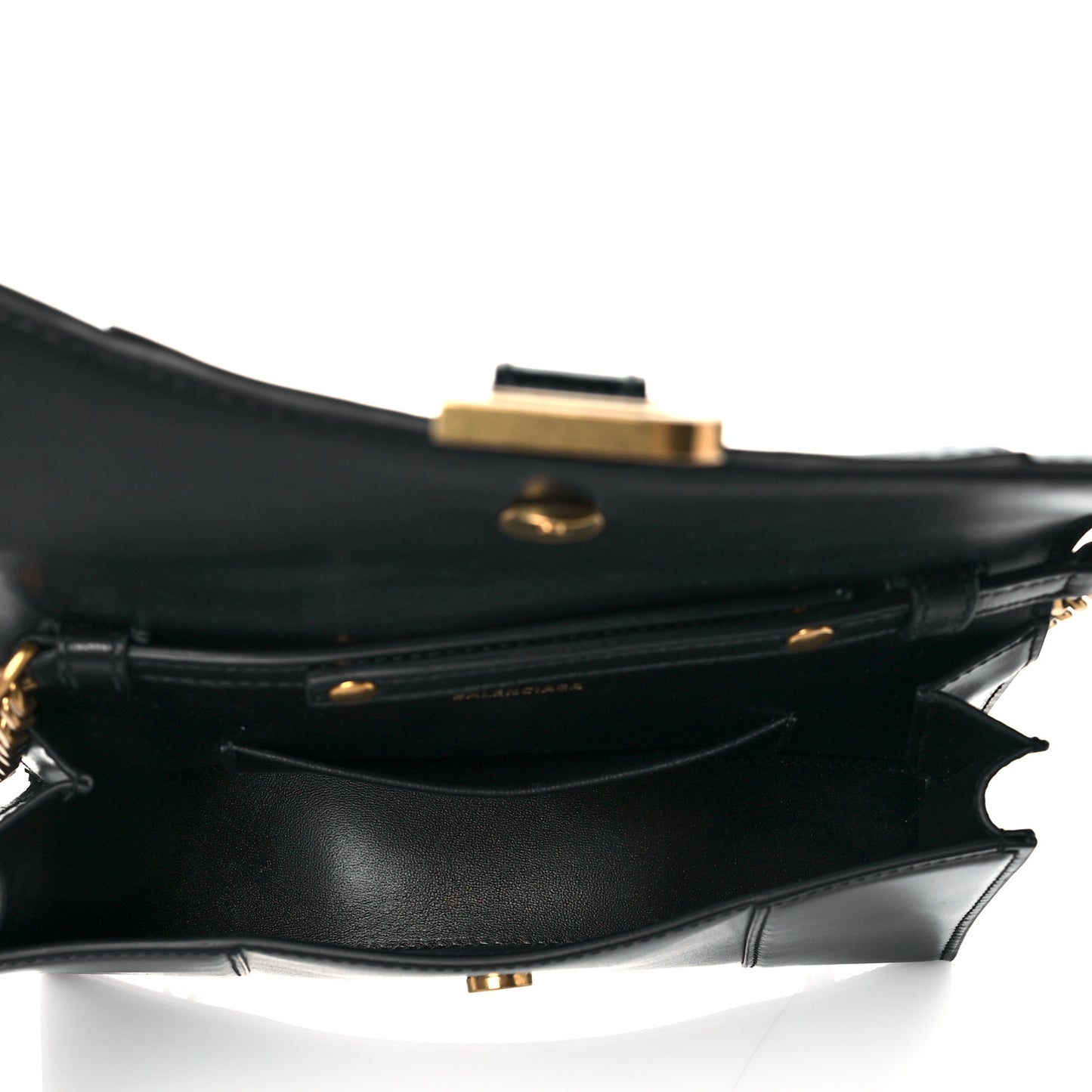 Shiny Box Calfskin Small Hourglass Evening Chain Bag Black
