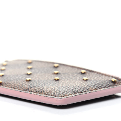 Louis Vuitton Damier Ebene Studded Card Holder Rose Ballerine 8 of 9