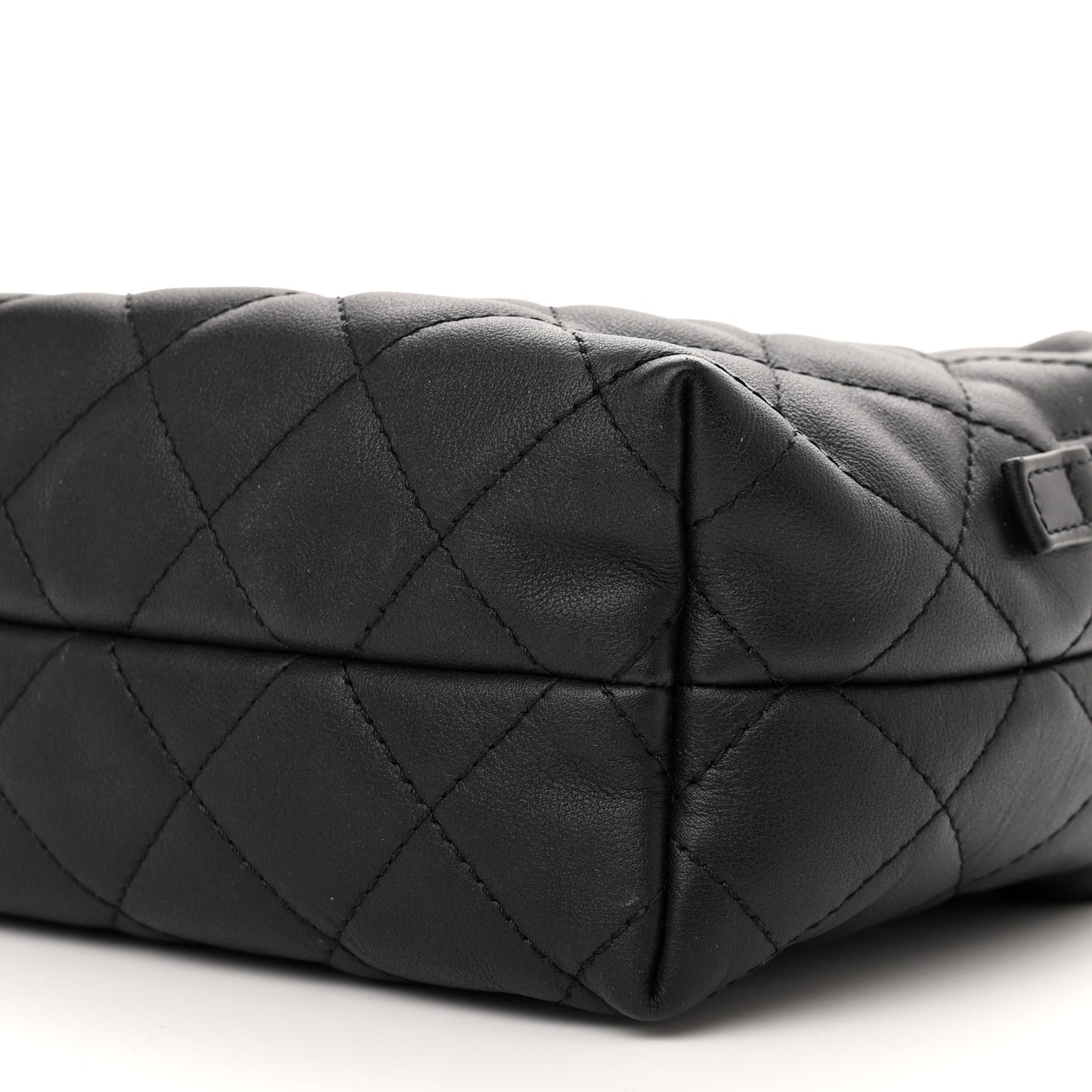 Calfskin Quilted Mini Bowling Bag Black