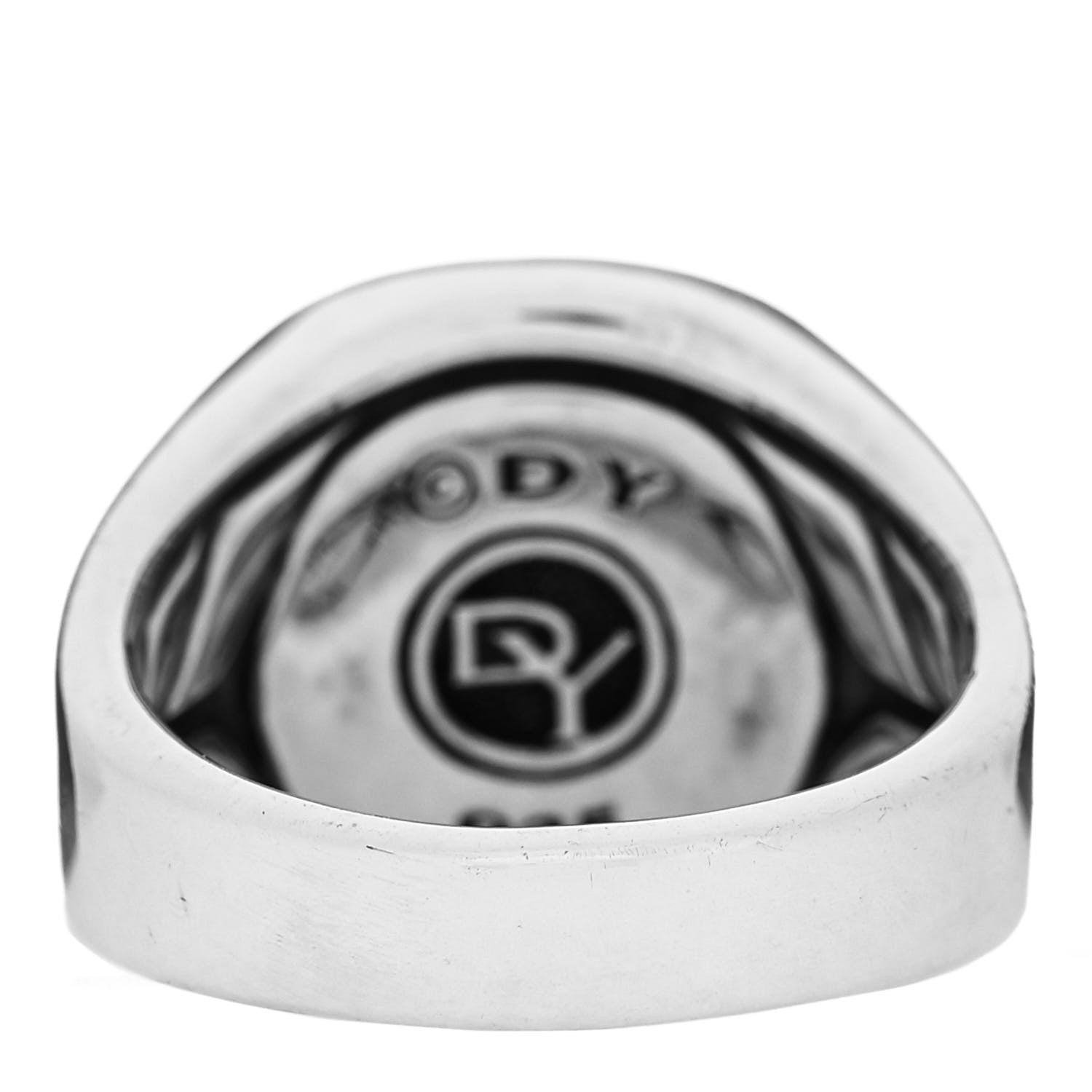 David Yurman Sterling Silver Black Diamond Streamline Signet Ring 52 6 4 of 6