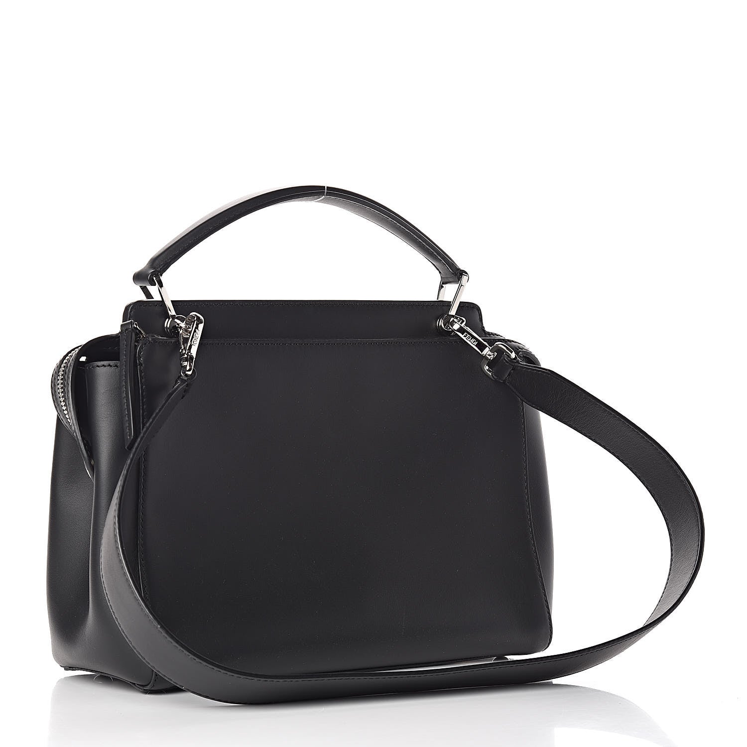 Fendi Vitello Baltico Dolce DotCom Satchel Black Blue Royal 3 of 15