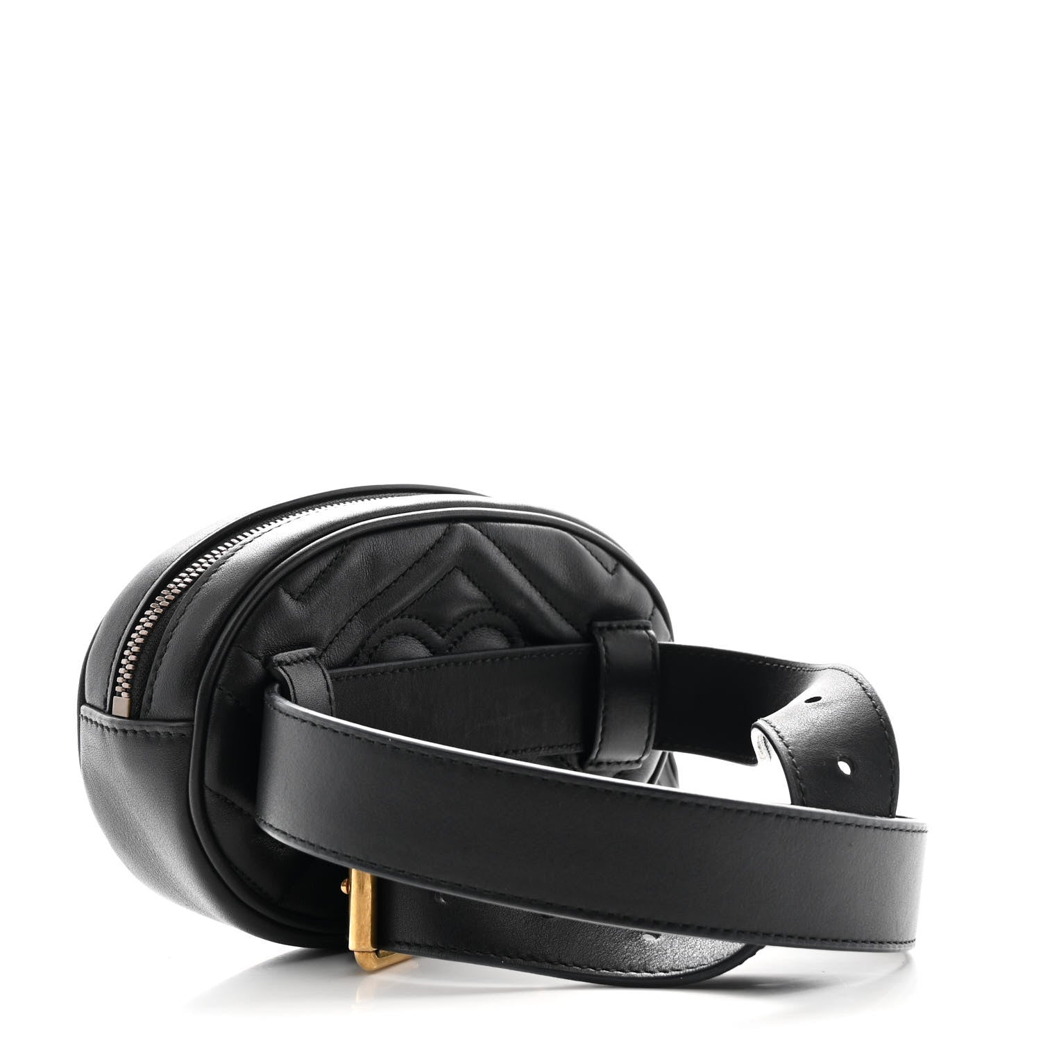 Gucci Calfskin Matelasse GG Marmont Belt Bag 75 30 Black 3 of 11