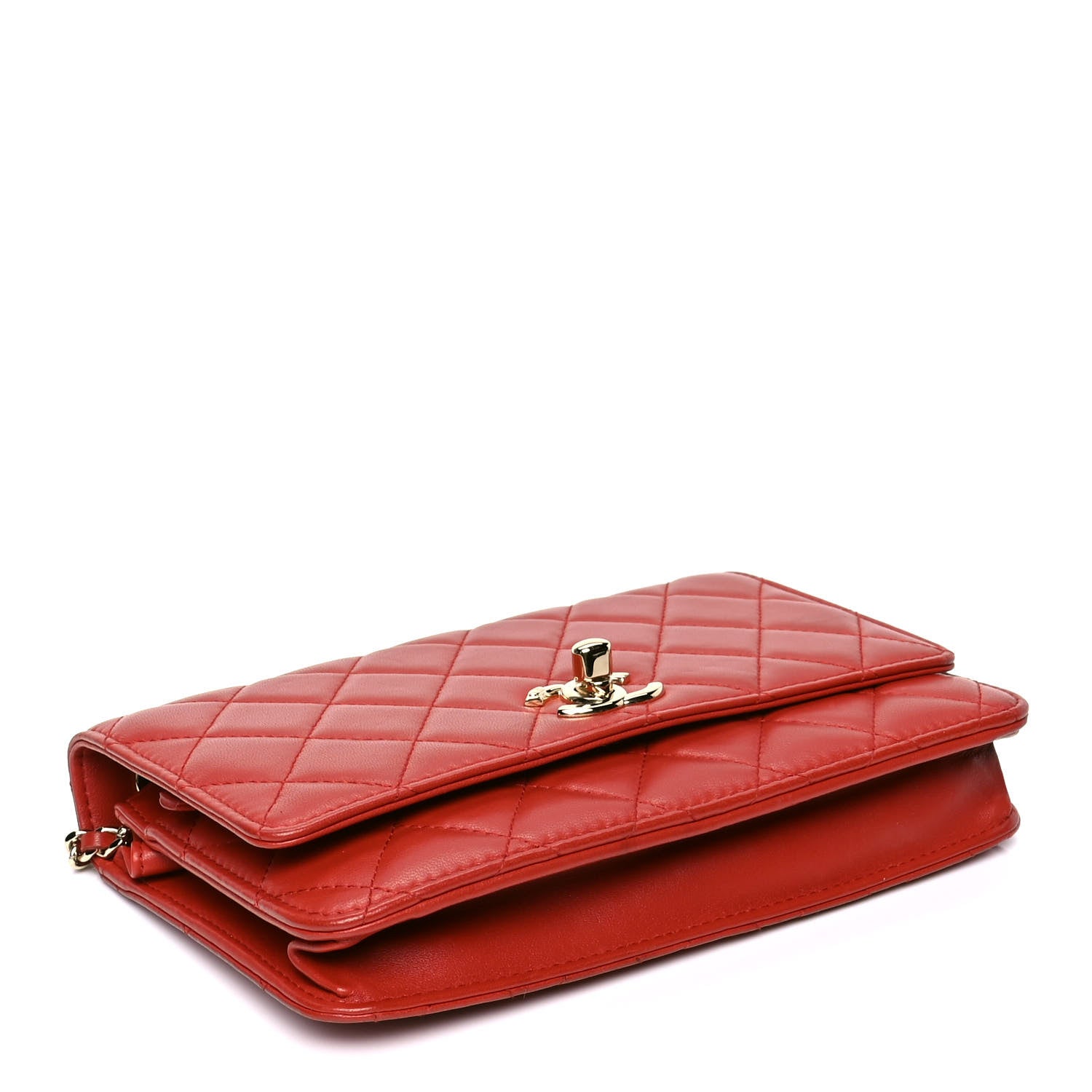 Chanel Lambskin Quilted Trendy CC Wallet On Chain WOC Red 3 of 9