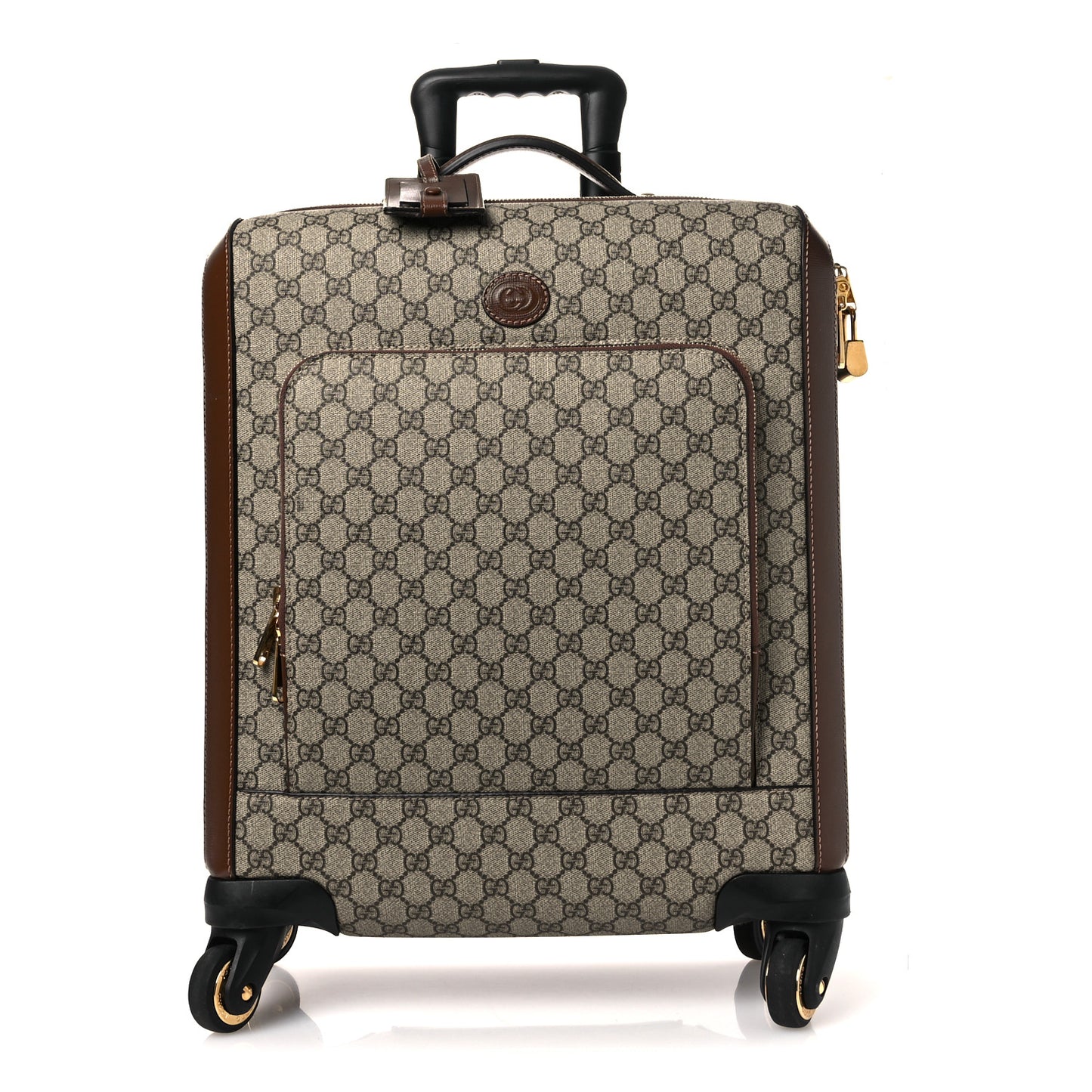 GG Supreme Monogram Azalea Calfskin Retro Interlocking G Small Savoy Cabin Trolley Beige Ebony Brown Sugar