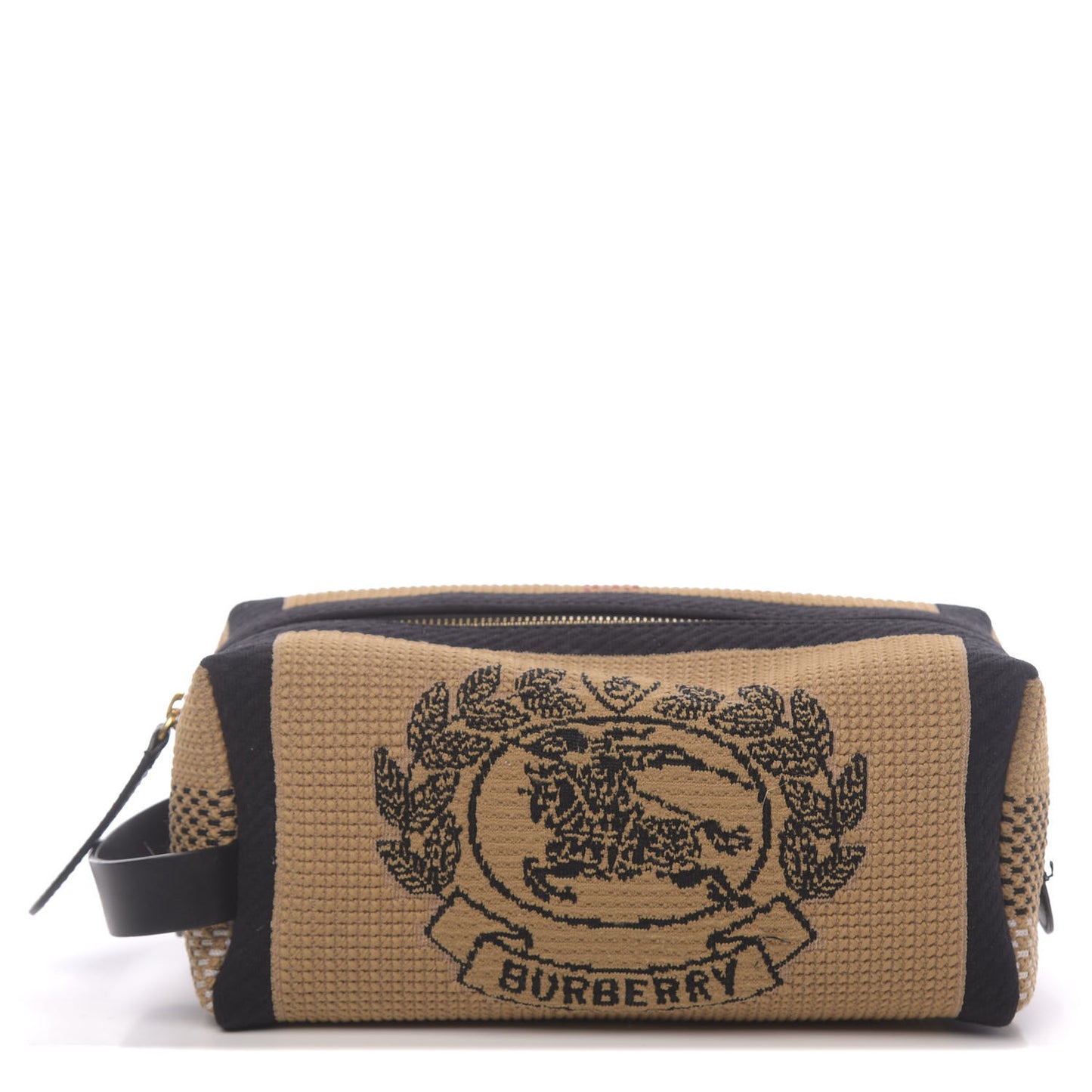 Knit Logo Mens Washbag Tan Black
