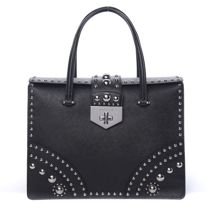 Prada Saffiano Studded Double Zip Tote Black 1 of 9