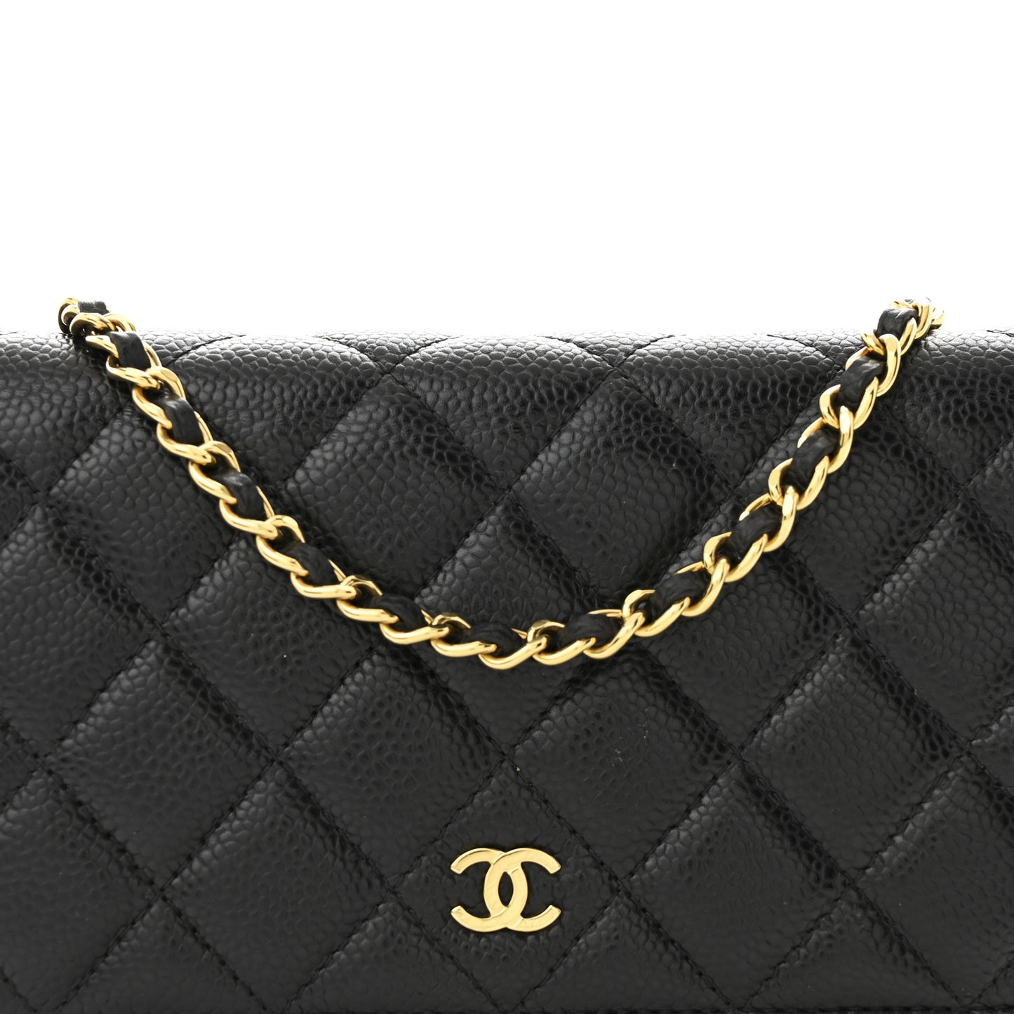 Caviar Quilted Wallet on Chain WOC Black