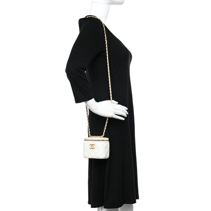 Chanel Lambskin Quilted CC Mini Vanity Case With Chain White 2 of 11