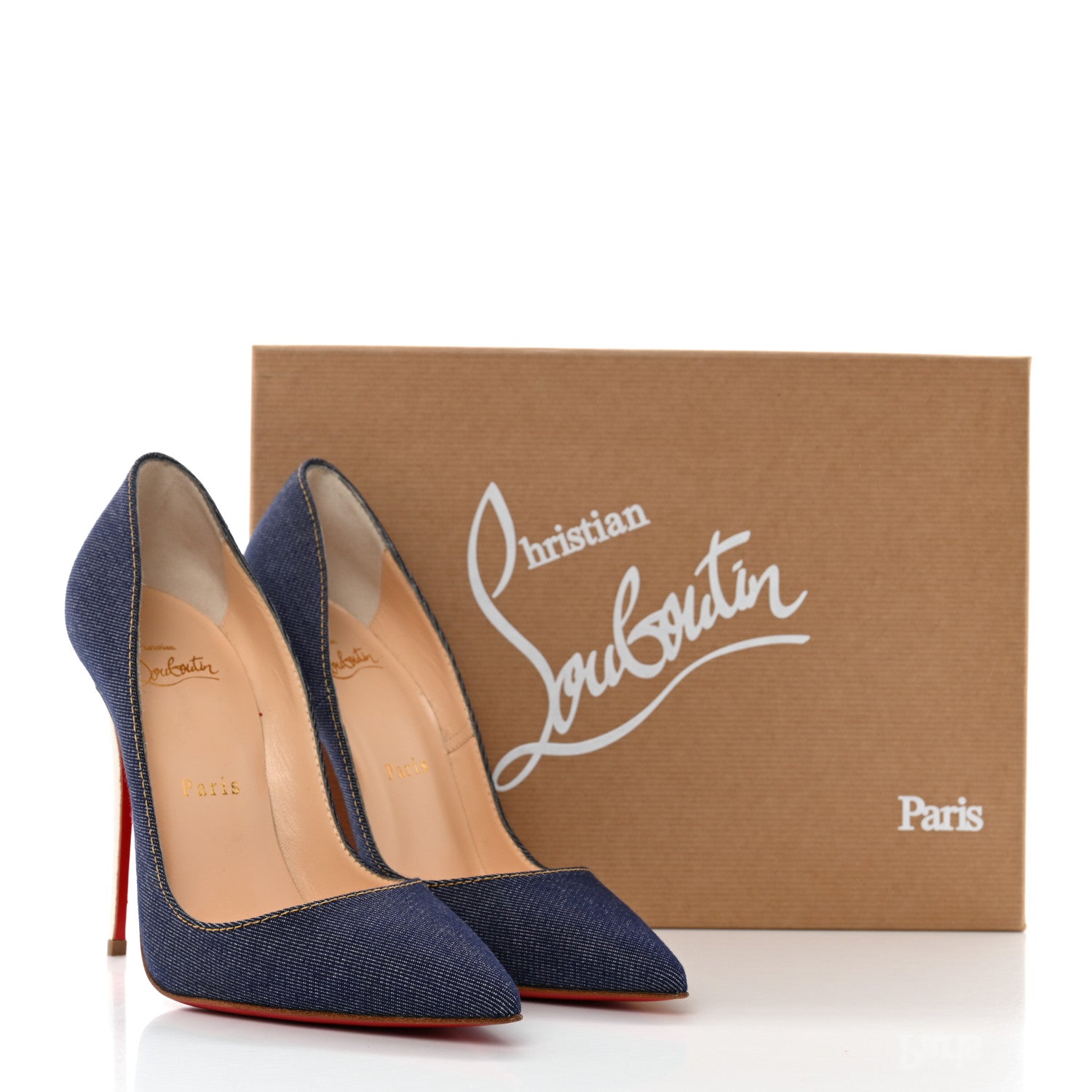 Christian Louboutin Denim Jazz Calf So Kate 120 Pumps 36.5 Blue White 8 of 8