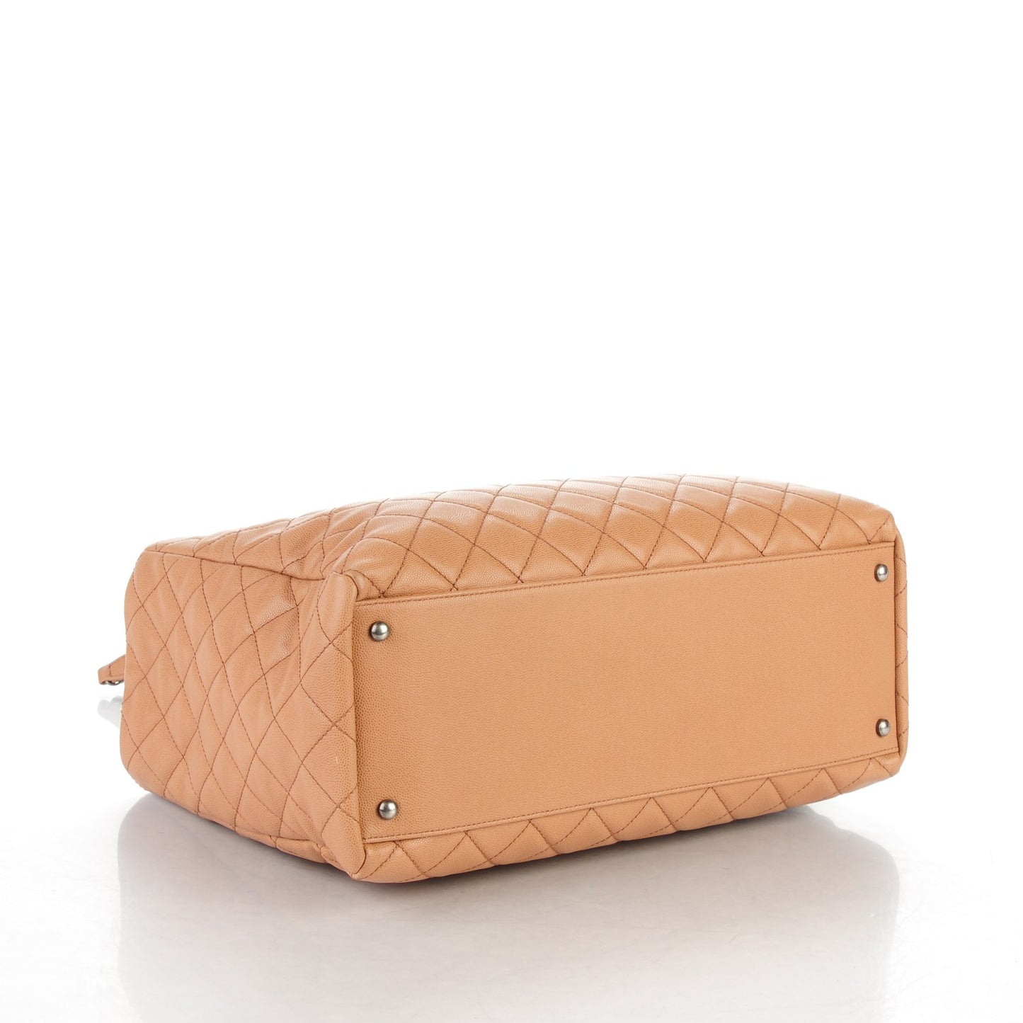 Caviar Quilted Large Coco Handle Shopping Tote Beige