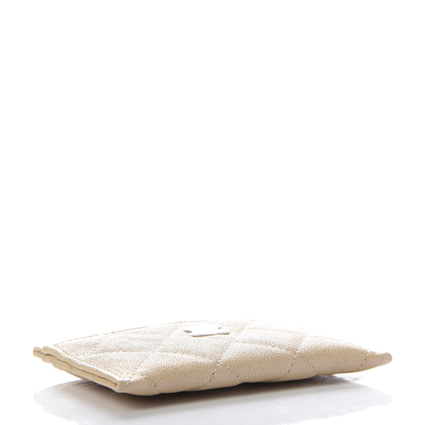 Iridescent Caviar Quilted Card Holder Beige
