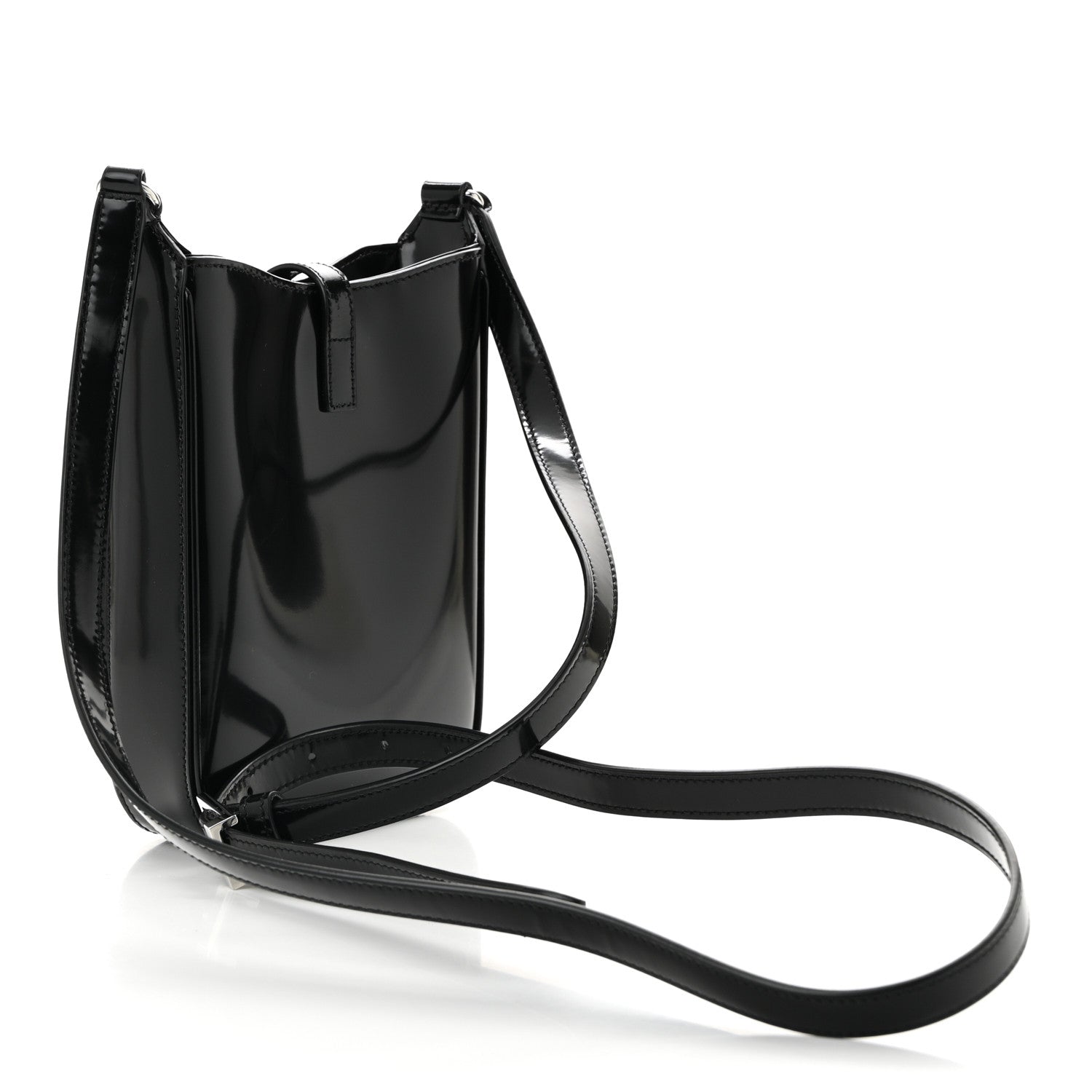 Saint Laurent Patent Calfskin Mini Le 5 A 7 Vertical Hobo Black 3 of 10