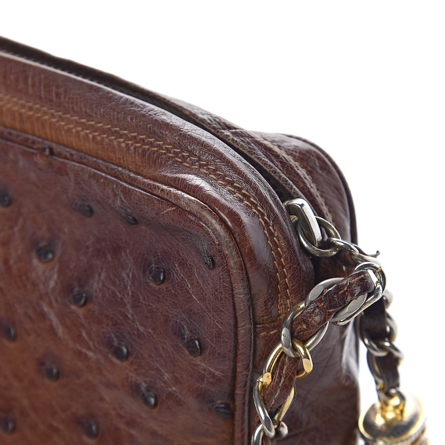 Ostrich Tassel Camera Case Brown