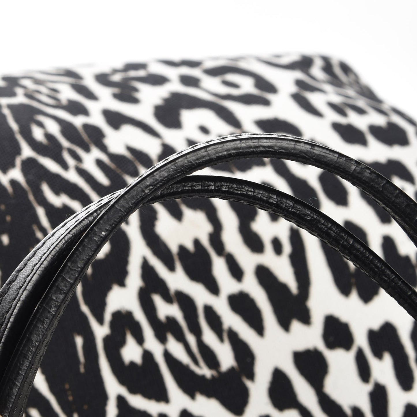 Canvas Jaguar Print Large Antigona Tote Black White