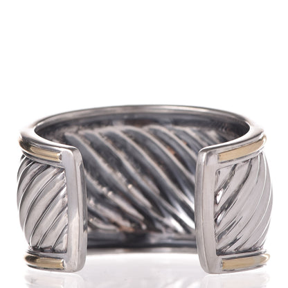 David Yurman Sterling Silver 18K Yellow Gold 41mm Sculpted Cable Cuff Bracelet 3 of 4