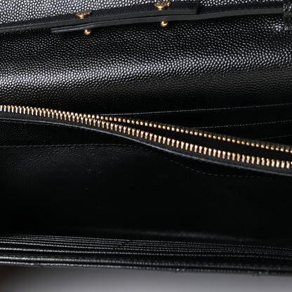Saint Laurent Grain De Poudre Matelasse Chevron Monogram Chain Wallet Black 7 of 11