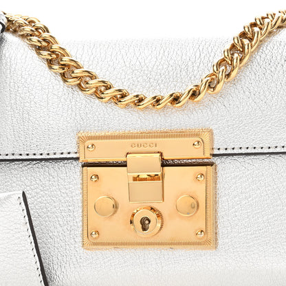 Gucci Metallic Goatskin Small Padlock Shoulder Bag Argento 8 of 10