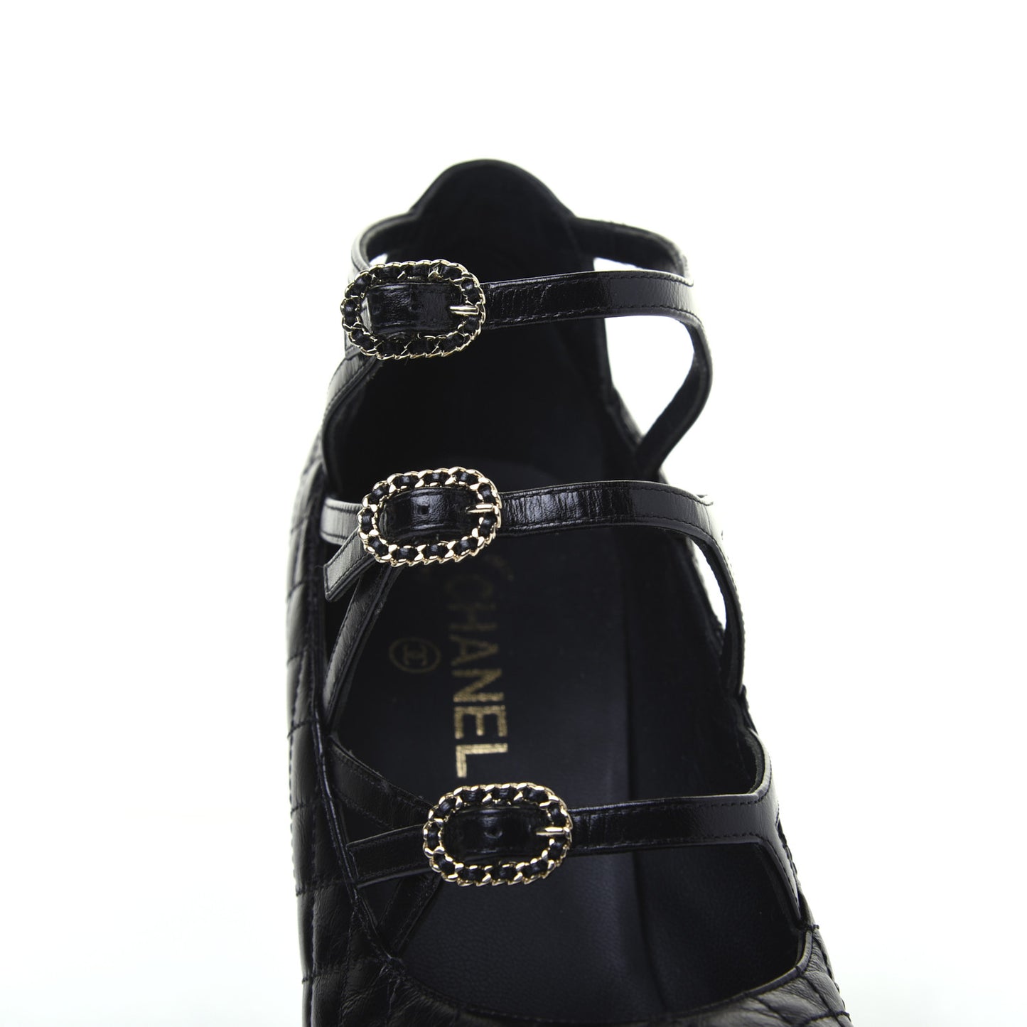 Calfskin Quilted CC Cap Toe Pumps 41 Black